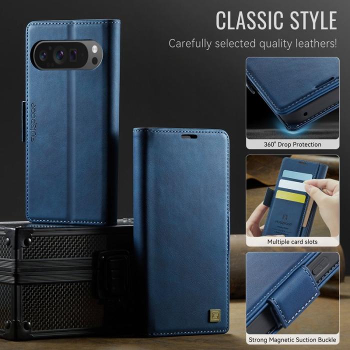 AUTSPACE - AUTSPACE Google Pixel 9 Pro Fodral Äkta läder - Blå