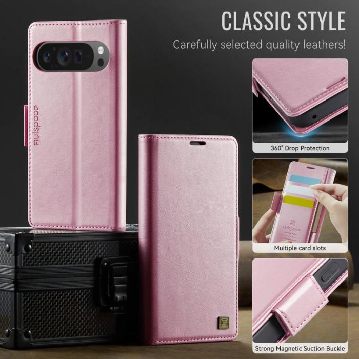 AUTSPACE - AUTSPACE Google Pixel 9 Pro Fodral Äkta läder - Rosa
