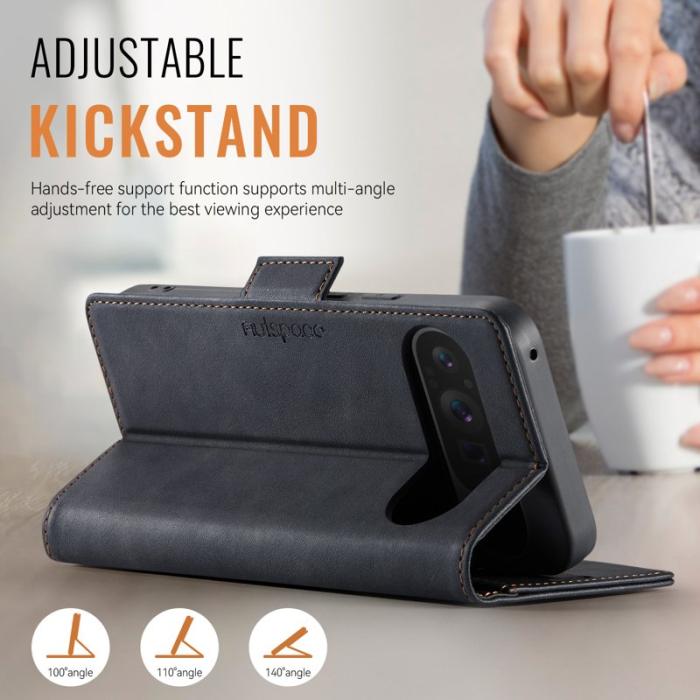 AUTSPACE - AUTSPACE Google Pixel 9 Pro Fodral Äkta läder - Svart