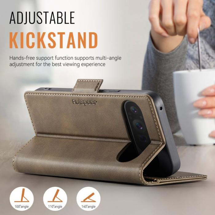 AUTSPACE - AUTSPACE Google Pixel 9 Pro XL Fodral Äkta läder - Brun