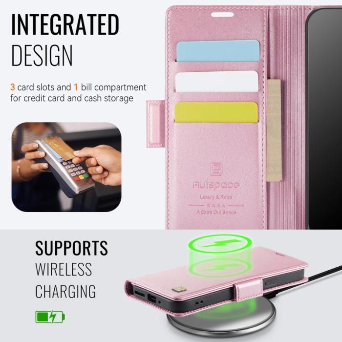 AUTSPACE - AUTSPACE Google Pixel 9 Pro XL Fodral Äkta läder - Rosa