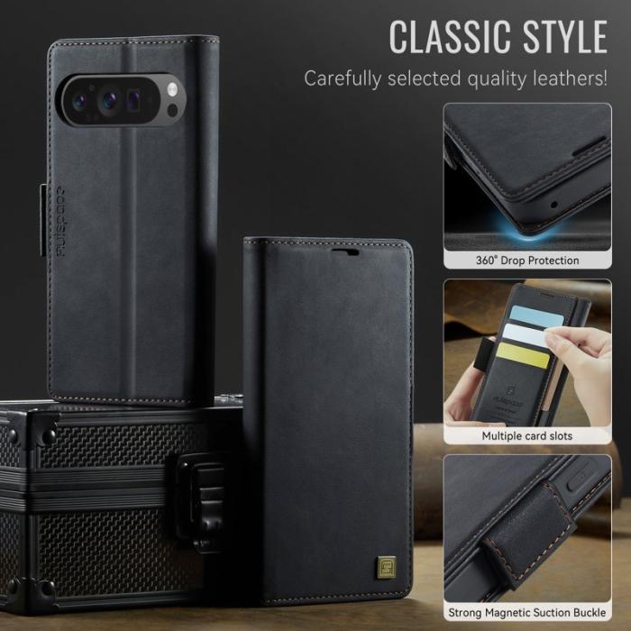 AUTSPACE - AUTSPACE Google Pixel 9 Pro XL Fodral Äkta läder - Svart