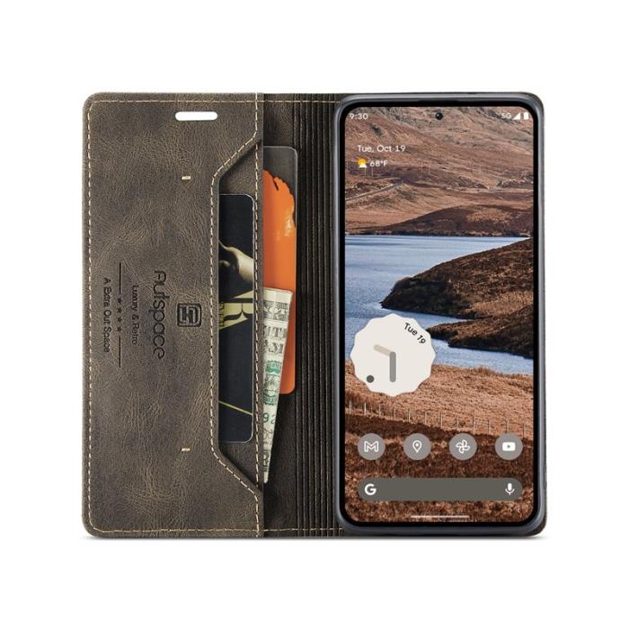 AUTSPACE - AUTSPACE Google Pixel 9 Pro XL Wallet Fodral Äkta läder - Kaffe