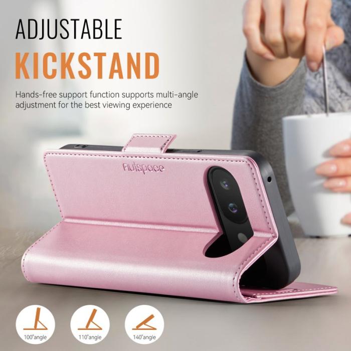 AUTSPACE - AUTSPACE Google Pixel 9a Fodral - Äkta läder - Retro - Rosa