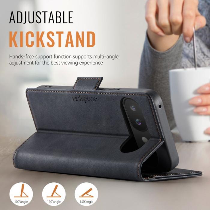 AUTSPACE - AUTSPACE Google Pixel 9a Fodral Retro Läder - Svart