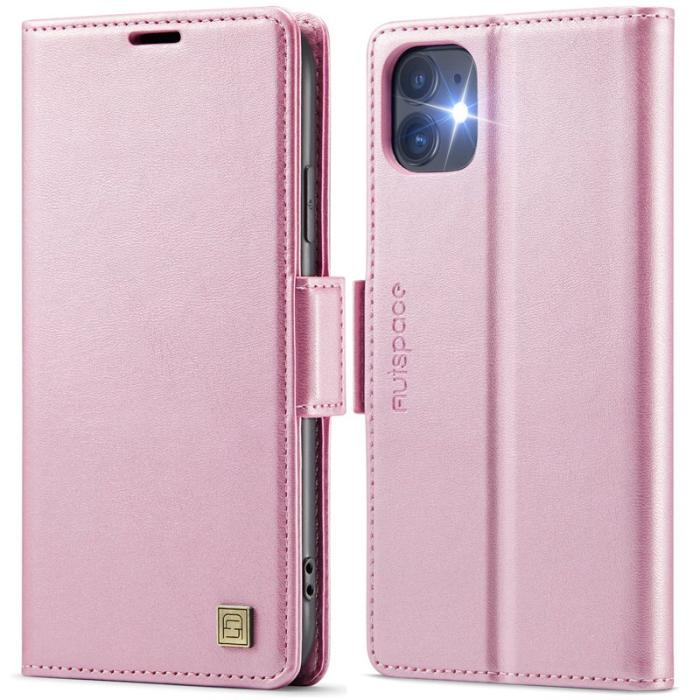 AUTSPACE - AUTSPACE iPhone 11 Fodral Retro Läder - Pink - RFID Blocking