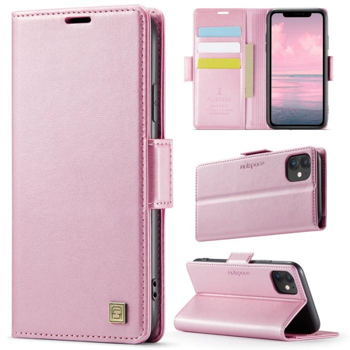 AUTSPACE - AUTSPACE iPhone 11 Fodral Retro Läder - Pink - RFID Blocking