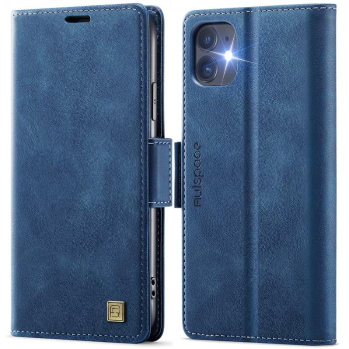 AUTSPACE - AUTSPACE iPhone 11 Fodral Retro Läder - RFID Blockering - Blå