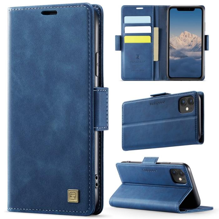 AUTSPACE - AUTSPACE iPhone 11 Fodral Retro Läder - RFID Blockering - Blå