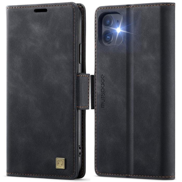 AUTSPACE - AUTSPACE iPhone 11 Fodral Retro Läder - Svart - RFID Blocking