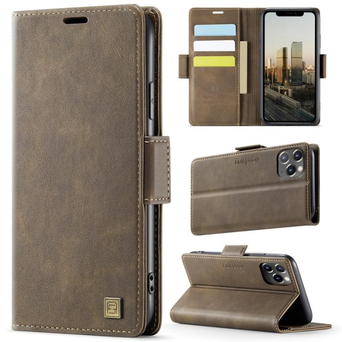 AUTSPACE - AUTSPACE iPhone 11 Pro Fodral Retro Läder - Brun - RFID Blocking