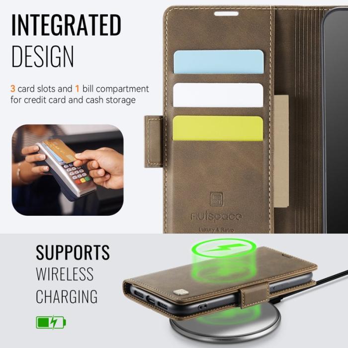 AUTSPACE - AUTSPACE iPhone 11 Pro Fodral Retro Läder - Brun - RFID Blocking