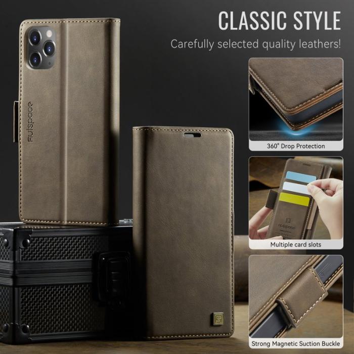 AUTSPACE - AUTSPACE iPhone 11 Pro Fodral Retro Läder - Brun - RFID Blocking