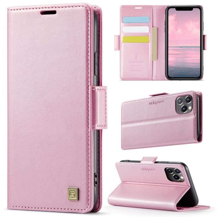 AUTSPACE - AUTSPACE iPhone 11 Pro Fodral Retro Läder - Pink - RFID Blocking