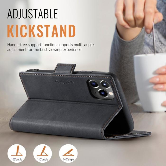 AUTSPACE - AUTSPACE iPhone 11 Pro Max Fodral Äkta läder - Svart