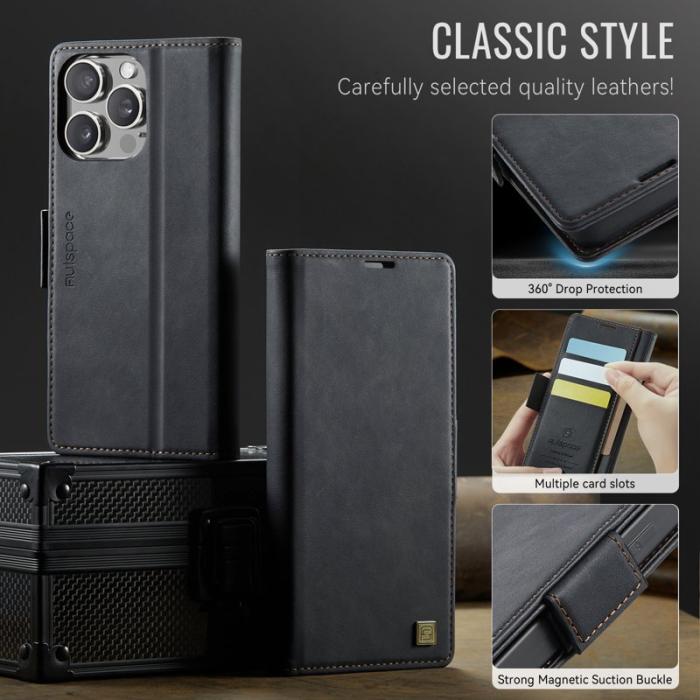 AUTSPACE - AUTSPACE iPhone 12 Pro Max Fodral Äkta läder - Svart