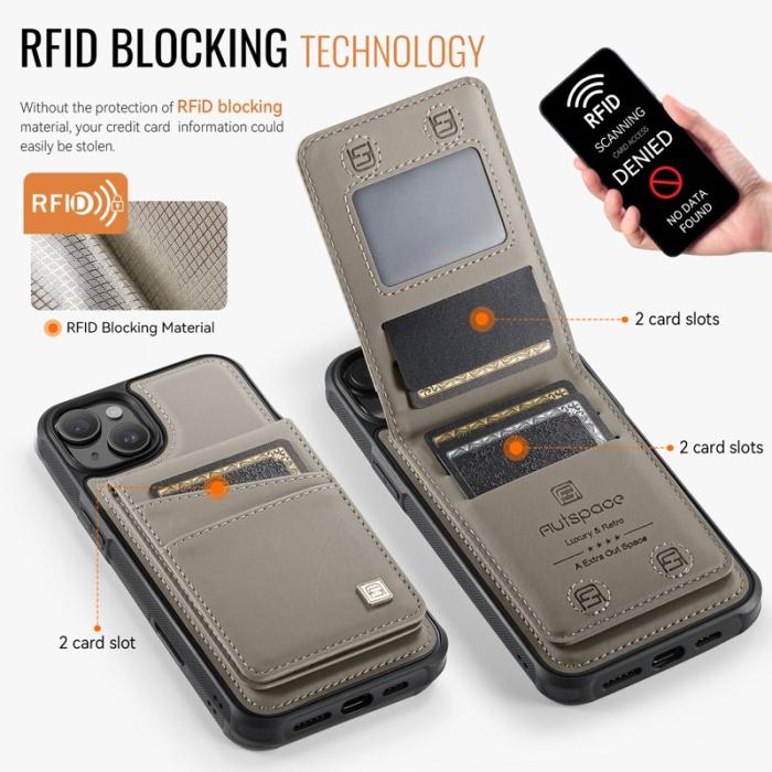 AUTSPACE - AUTSPACE iPhone 13 Fodral Äkta läder - Grå