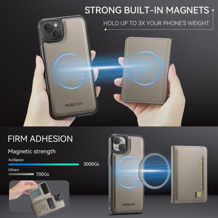 AUTSPACE - AUTSPACE iPhone 13 Fodral Vintage Läder - Grå