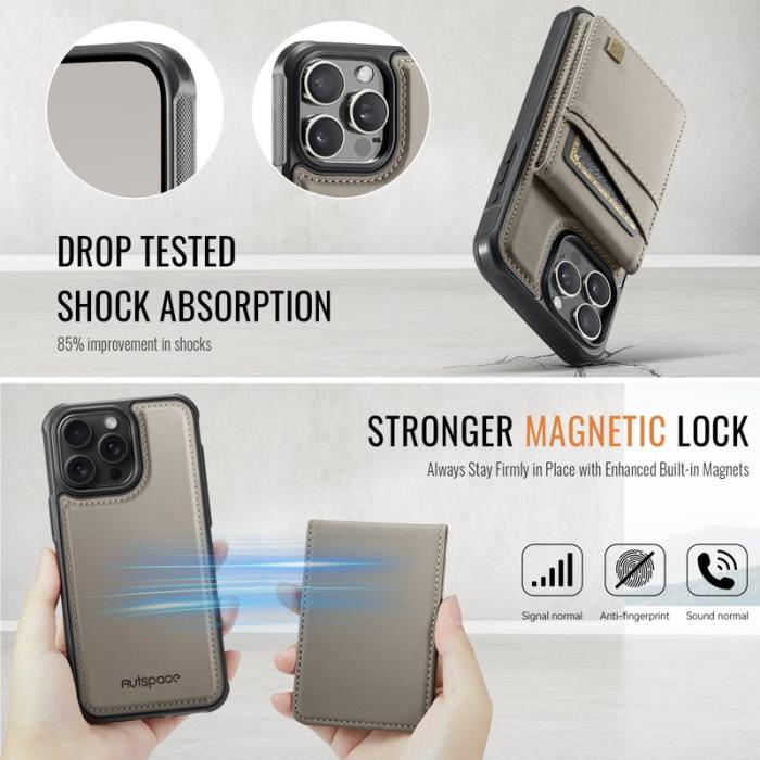 AUTSPACE - AUTSPACE iPhone 13 Pro Fodral Äkta läder - Grå
