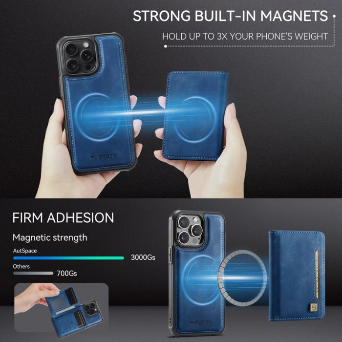 AUTSPACE - AUTSPACE iPhone 13 Pro Max Fodral Äkta läder - Blå