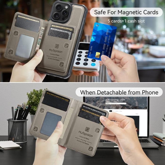 AUTSPACE - AUTSPACE iPhone 13 Pro Max Fodral Äkta läder - Grå