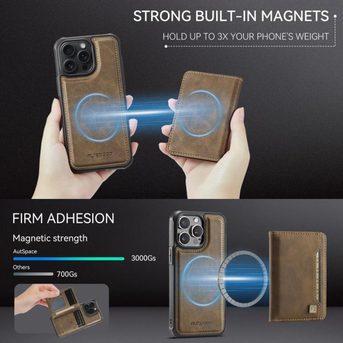 AUTSPACE - AUTSPACE iPhone 13 Pro Max Fodral Äkta läder - Kaffe