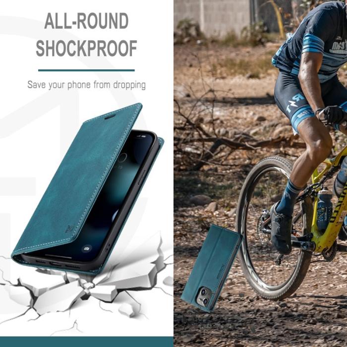 AUTSPACE - AUTSPACE iPhone 13 Skal Äkta läder - Blå