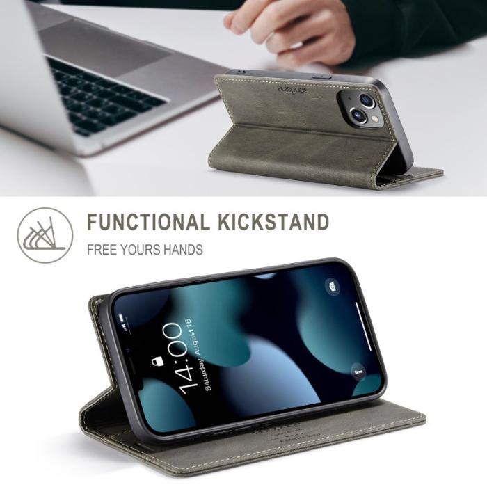 AUTSPACE - AUTSPACE iPhone 13 Skal Äkta läder - Kaffe