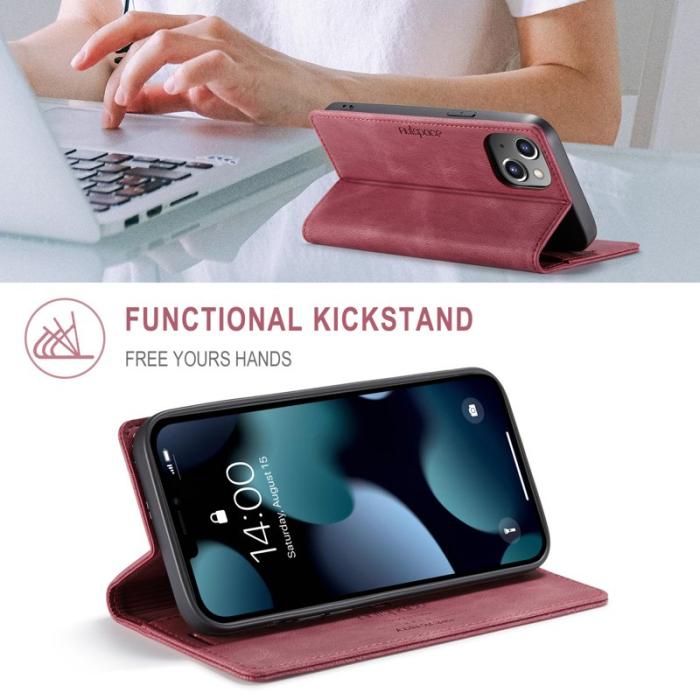 AUTSPACE - AUTSPACE iPhone 13 Skal Äkta läder - Röd