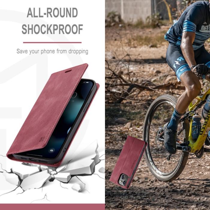 AUTSPACE - AUTSPACE iPhone 13 Skal Äkta läder - Röd