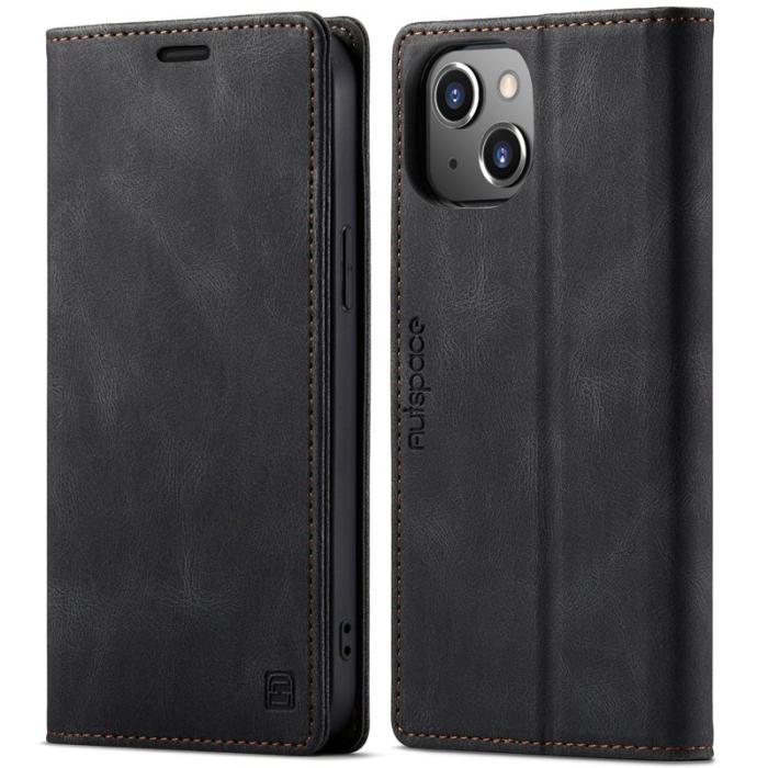 AUTSPACE - AUTSPACE iPhone 13 Skal Äkta läder - Svart