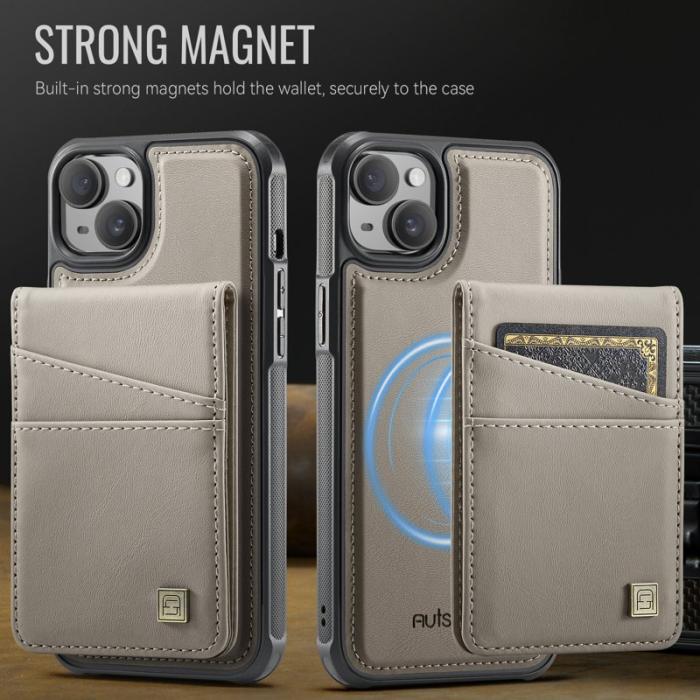 AUTSPACE - AUTSPACE iPhone 14 Fodral Äkta läder - Grå