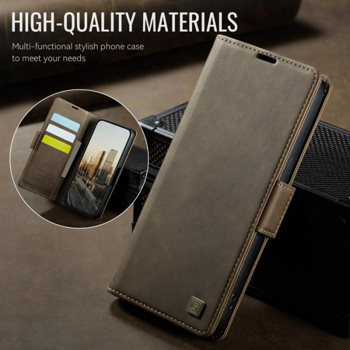 AUTSPACE - AUTSPACE iPhone 14 Fodral Retro Läder - Brun - RFID Blocking