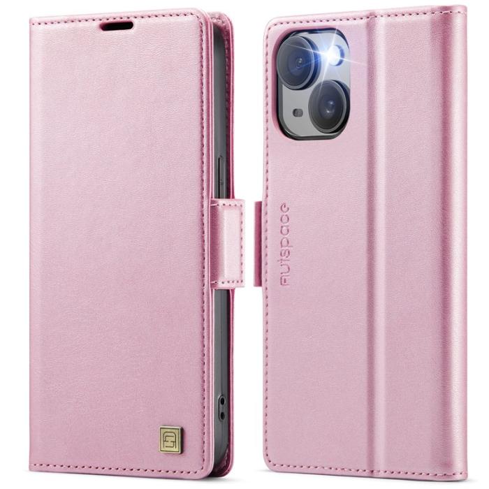 AUTSPACE - AUTSPACE iPhone 14 Fodral Retro Läder - Pink - RFID Blocking