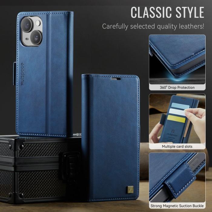 AUTSPACE - AUTSPACE iPhone 14 Plus Fodral Retro Läder - Blå