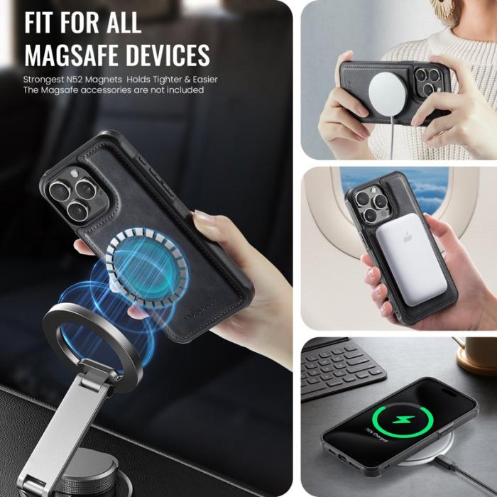 AUTSPACE - AUTSPACE iPhone 14 Pro Fodral Äkta läder - Svart