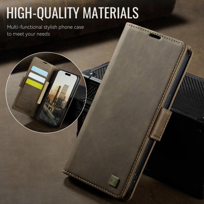 AUTSPACE - AUTSPACE iPhone 14 Pro Fodral Retro Läder - Brun - RFID Blocking