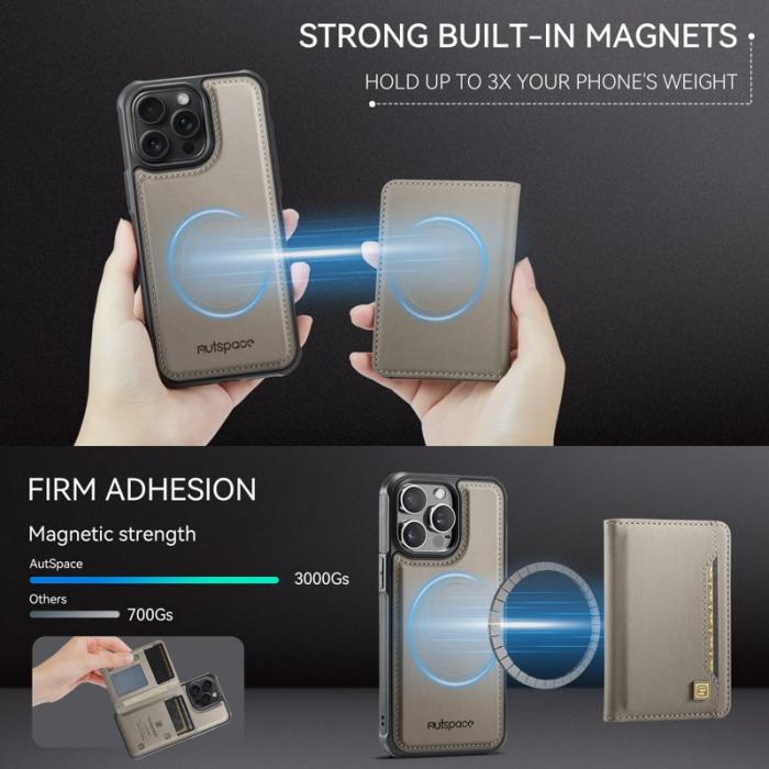 AUTSPACE - AUTSPACE iPhone 14 Pro Max Fodral Äkta läder - Grå