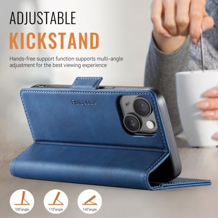 AUTSPACE - AUTSPACE iPhone 15 Fodral A11 Retro Läder - Blå