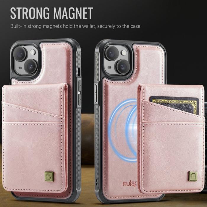 AUTSPACE - AUTSPACE iPhone 15 Fodral Äkta läder - Rose Gold