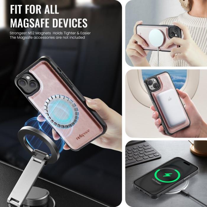 AUTSPACE - AUTSPACE iPhone 15 Fodral Vintage Läder - Rose Gold