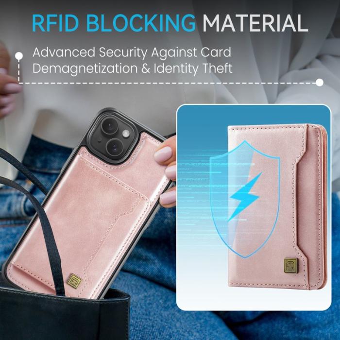 AUTSPACE - AUTSPACE iPhone 15 Fodral Vintage Läder - Rose Gold