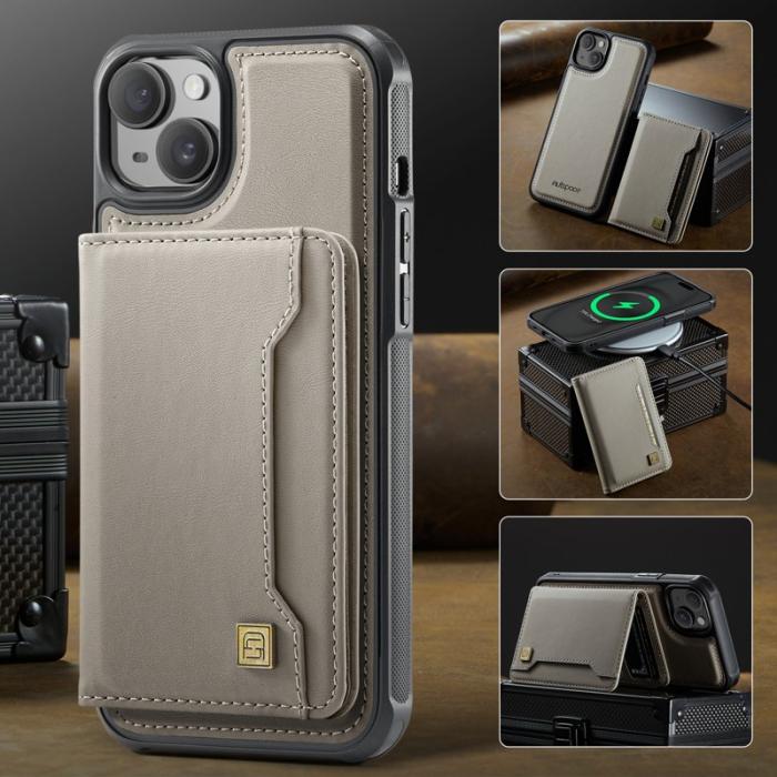 AUTSPACE - AUTSPACE iPhone 15 Plus Fodral Äkta läder - Grå