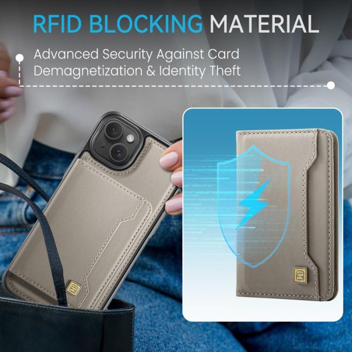 AUTSPACE - AUTSPACE iPhone 15 Plus Fodral Äkta läder - Grå