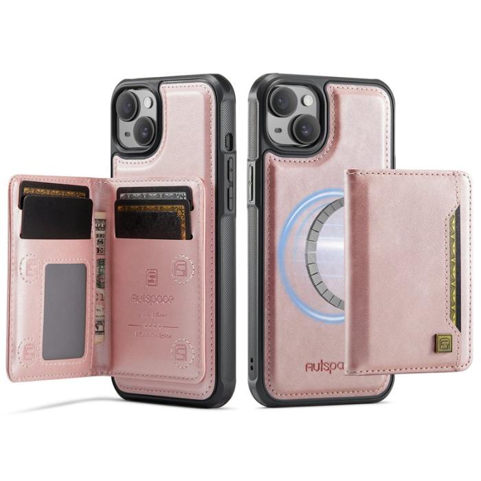 AUTSPACE - AUTSPACE iPhone 15 Plus Fodral Vintage Läder - Rose Gold