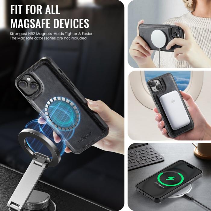 AUTSPACE - AUTSPACE iPhone 15 Plus Fodral Vintage Läder - Svart