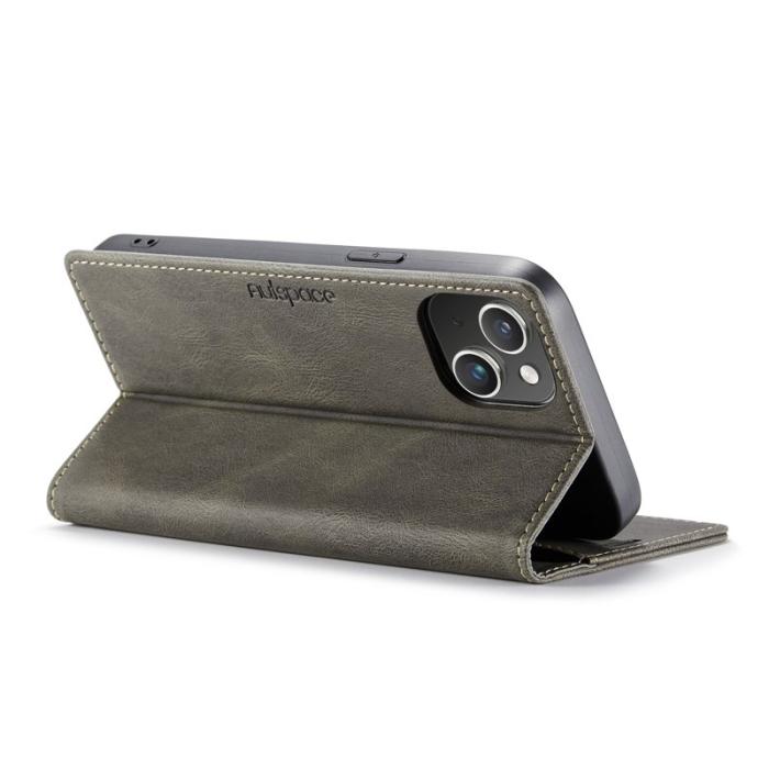 AUTSPACE - AUTSPACE iPhone 15 Plus Wallet Fodral Äkta läder - Kaffe