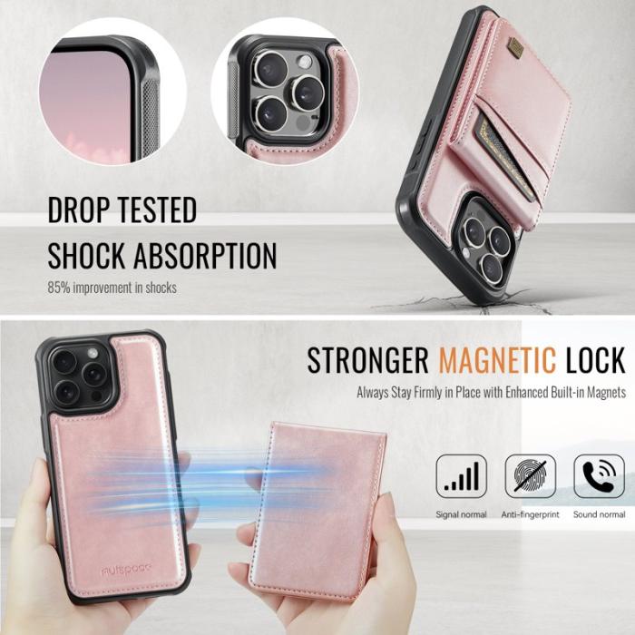 AUTSPACE - AUTSPACE iPhone 15 Pro Fodral Äkta läder - Rose Gold