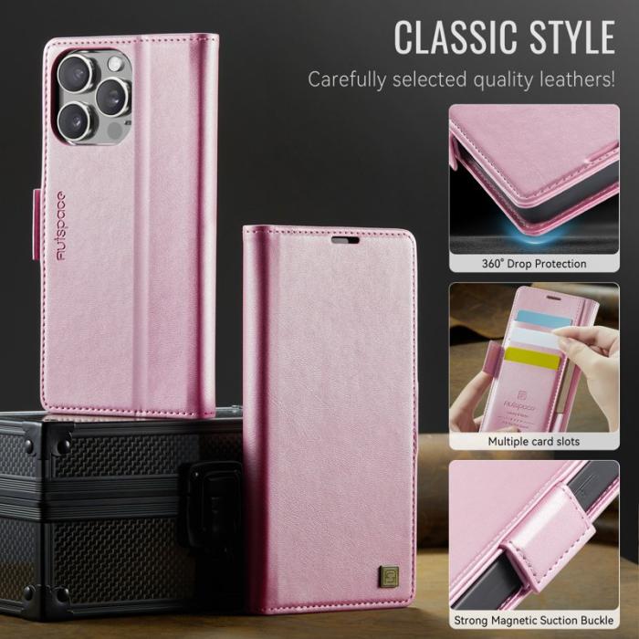 AUTSPACE - AUTSPACE iPhone 15 Pro Fodral Retro Läder - Pink