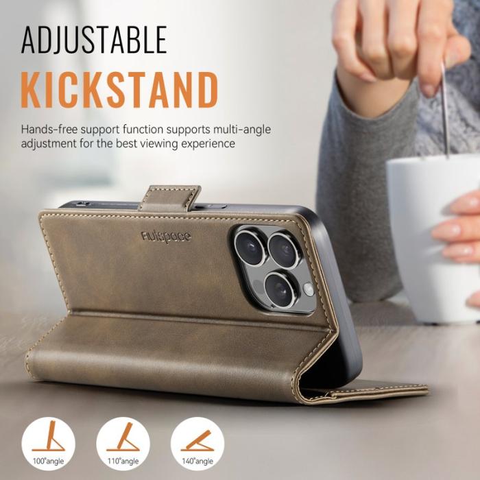 AUTSPACE - AUTSPACE iPhone 15 Pro Max Fodral Äkta läder - Brun